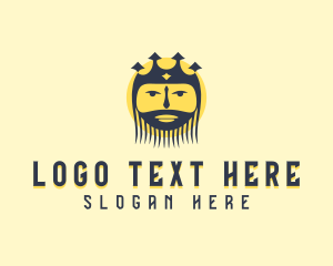 Mustache - King Crown Beard logo design