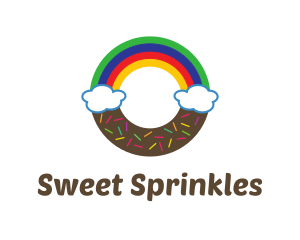 Sprinkles - Rainbow Clouds Donut logo design