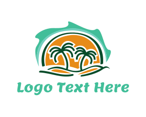 Hawaii - Island Waves & Palm Trees logo design