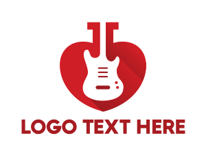 Acoustic - Red Heart Guitar logo design