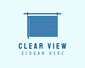 Blue Window Blinds Decor logo design