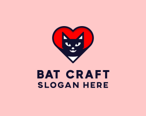 Bat - Wildlife Bat Heart logo design