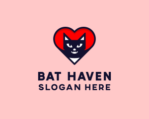 Bat - Wildlife Bat Heart logo design