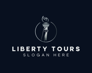 Statue Of Liberty - Liberty Hand Torch logo design