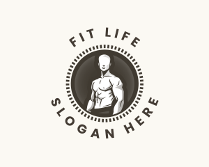 Bodybuilder Masculine Fitness logo design