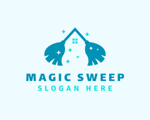 Clean Housekeeping Broom logo design