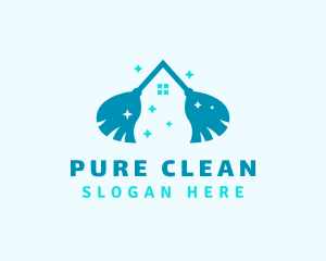 Clean Housekeeping Broom logo design