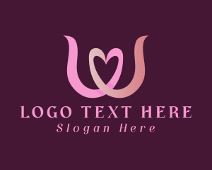 Romance - Pink Heart Letter W logo design