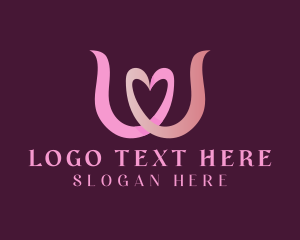 Love - Love Heart Letter W logo design