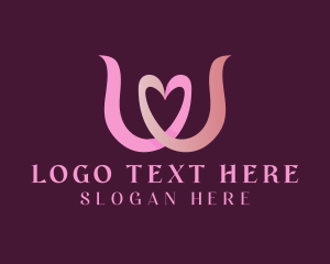 Romance - Love Heart Letter W logo design