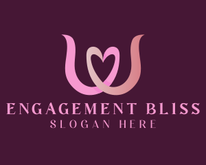 Engagement - Love Heart Letter W logo design