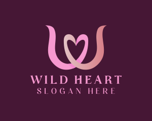 Love Heart Letter W logo design