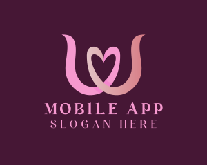 Dating App - Love Heart Letter W logo design