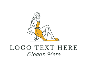 Lingerie - Sexy Sitting Lady logo design