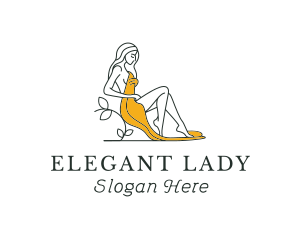 Lady - Sexy Sitting Lady logo design