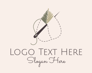Floral - Leaf Stitch Needle logo design