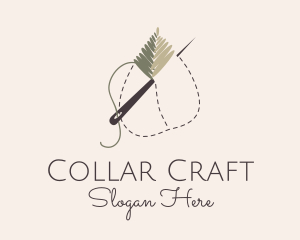 Leaf Stitch Needle logo design