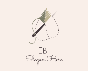 Home Decor - Leaf Stitch Needle logo design