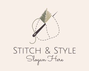 Leaf Stitch Needle logo design