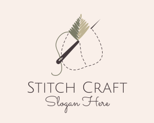 Stitch - Leaf Stitch Needle logo design