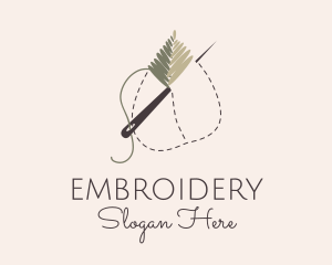 Leaf Stitch Needle logo design