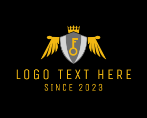 Monarchy - Royal Key Crest Wings logo design