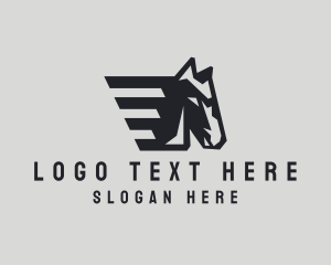 Barn - Fast Geometric Wings Horse logo design