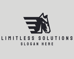 Fast Geometric Wings Horse logo design