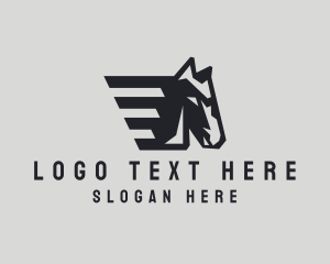 Business Solutions - Fast Geometric Wings Horse logo design