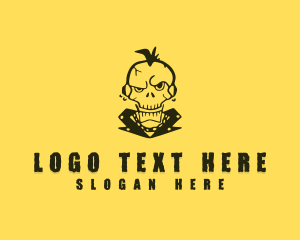 Punk Rocker - Skull Rock Brand logo design