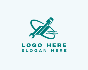 Construction - Plumber Roof Wrench logo design