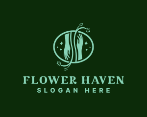 Botanical Flower Hand logo design