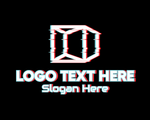 Dystopian - Digital Cube Glitch logo design