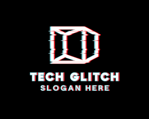 Digital Cube Glitch logo design