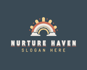 Postpartum - Boho Daycare Rainbow logo design