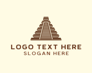 Landmark - Mayan Pyramid Architecture logo design