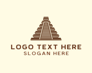 Mayan Pyramid Architecture Logo