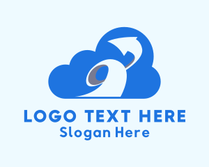 Blue - Arrow Swirl Cloud logo design