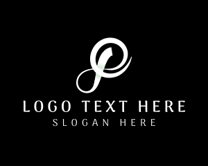 Black And White - Elegant Ribbon Letter P logo design