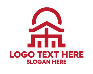Red House - Asian Temple  Landmark logo design