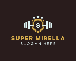 Bodybuilding - Barbell Weights Shield logo design