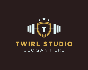 Barbell Weights Shield logo design