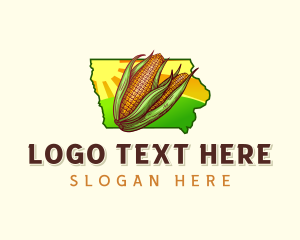 Iowa Map - Agricultural Corn Iowa logo design