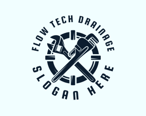 Drainage - Pipe Plumbing Wrench logo design
