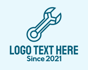 Blue Outline Wrench  logo design