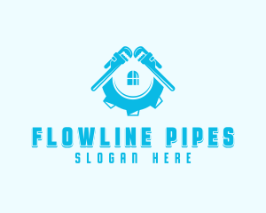 Plumber Pipe Wrench Repair logo design