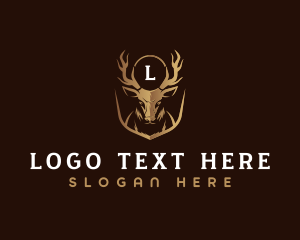 Horn - Luxury Deer Crest logo design