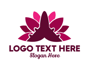 Aeroplane - Lotus Flower Airplane logo design