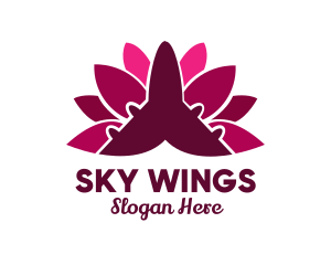 Lotus Flower Airplane logo design