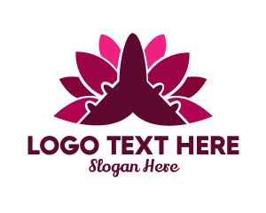 Airport - Lotus Flower Airplane logo design
